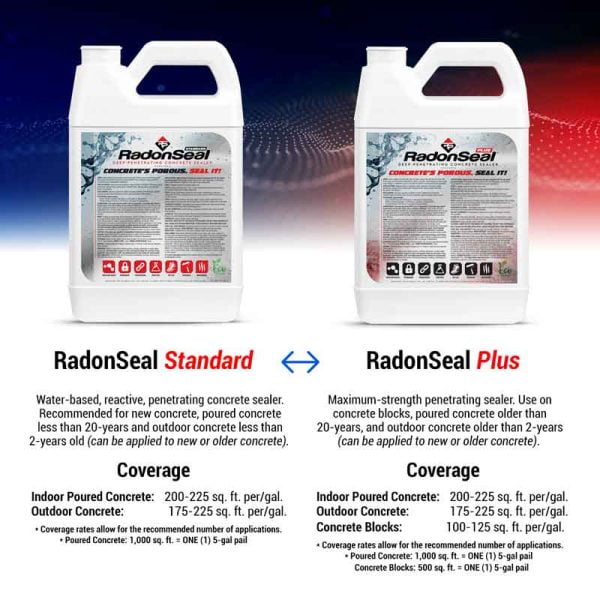 RadonSeal Standard & RadonSeal Plus Concrete Sealers