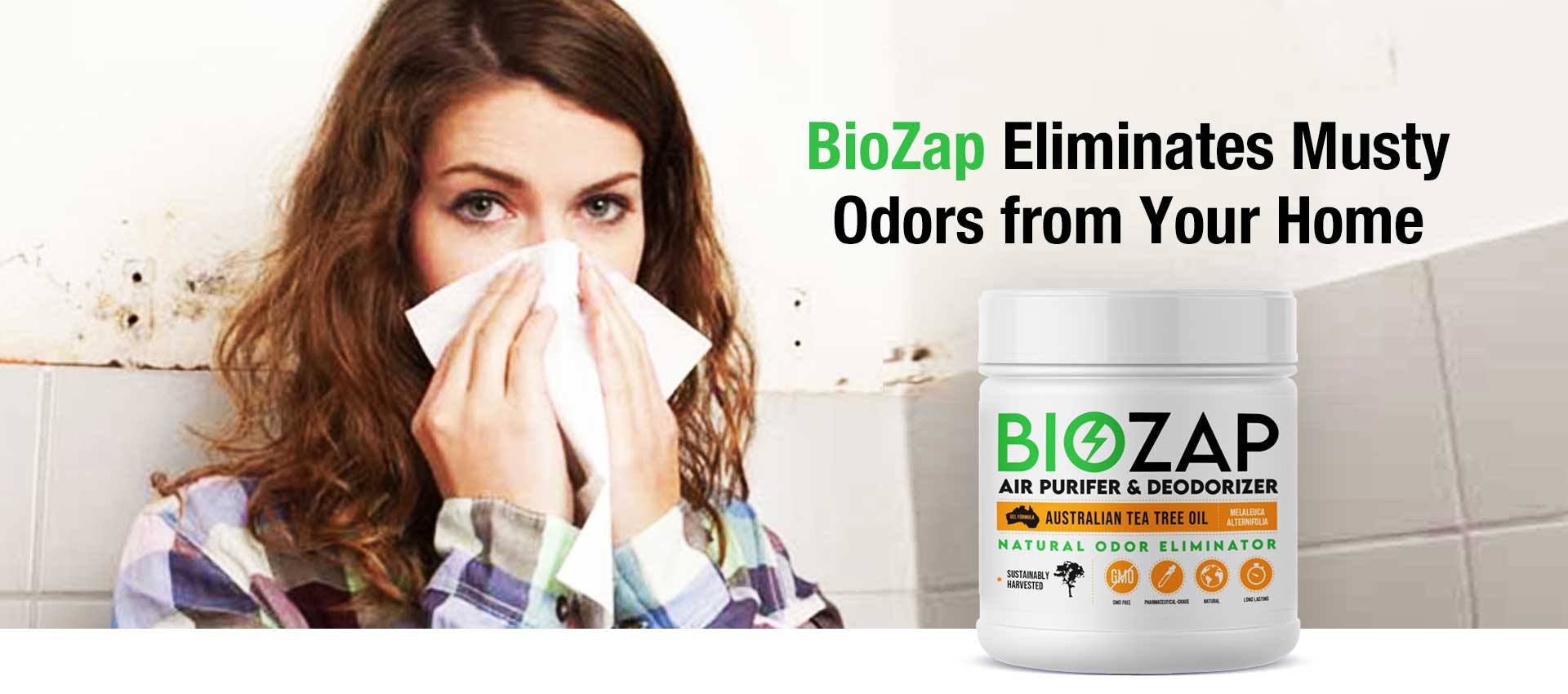 BioZap Air Purifier & Deodorizer Eliminates Musty Odors